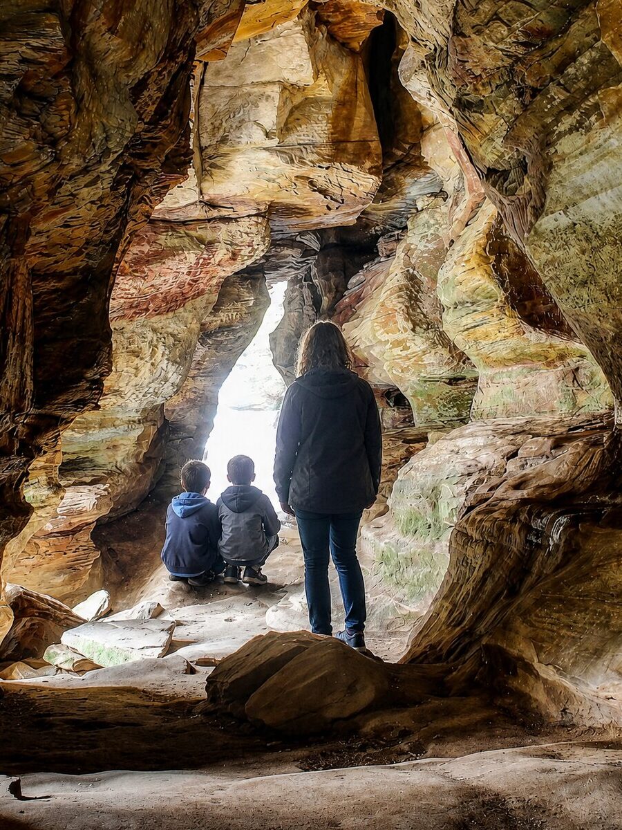 Rock House, children at the window